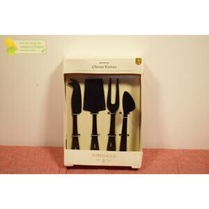 Threshold 4pc Stainless Steel Cheese Knive Serving Set Black